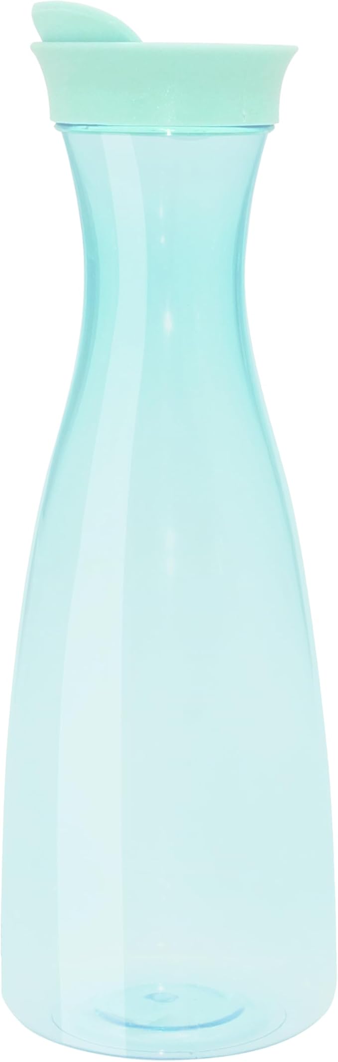 OGGI Clear Carafe w/Flip Open Lid - Ideal Juice Bottle, Clear Pitcher with Lid, Tea Pitcher, Water Carafe, 1.6 Lt(54Oz), Aqua Tint