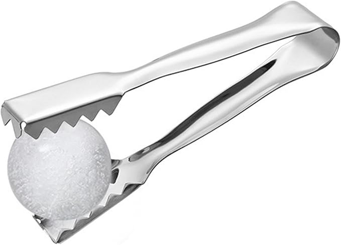 2Pcs Ice Tongs for Jumbo Ice Balls and King Cubes, Stainless Steel Ice Tongs for Ice Bucket with Serrated for Cocktails Whiskeys Drink Coffee