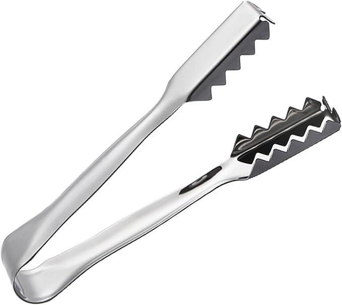 2Pcs Ice Tongs for Jumbo Ice Balls and King Cubes, Stainless Steel Ice Tongs for Ice Bucket with Serrated for Cocktails Whiskeys Drink Coffee