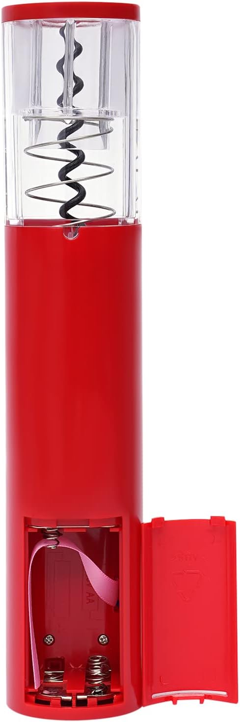 Electric Wine Opener, Battery Operated Automatic Wine Bottle Opener with Foil Cutter, One‑Key Corkscrew Remover for Home Kitchen Party, Red