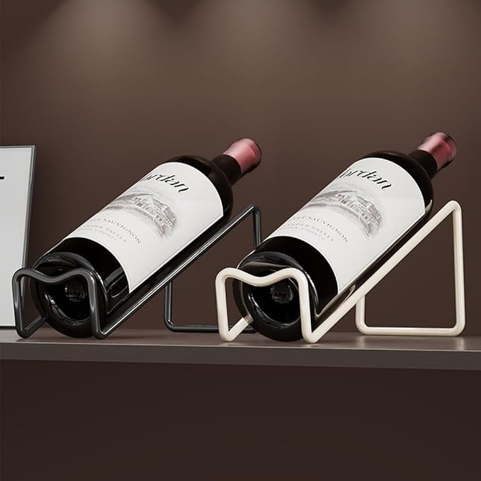 4 Pcs Metal Wine Rack Freestanding -Tabletop/ Countertop Wine Rack Holder - Wine Bottle Storage Rack, Party Wine Holder Stand, Unique Wine Gifts and Accessories for Wine Lovers (White)