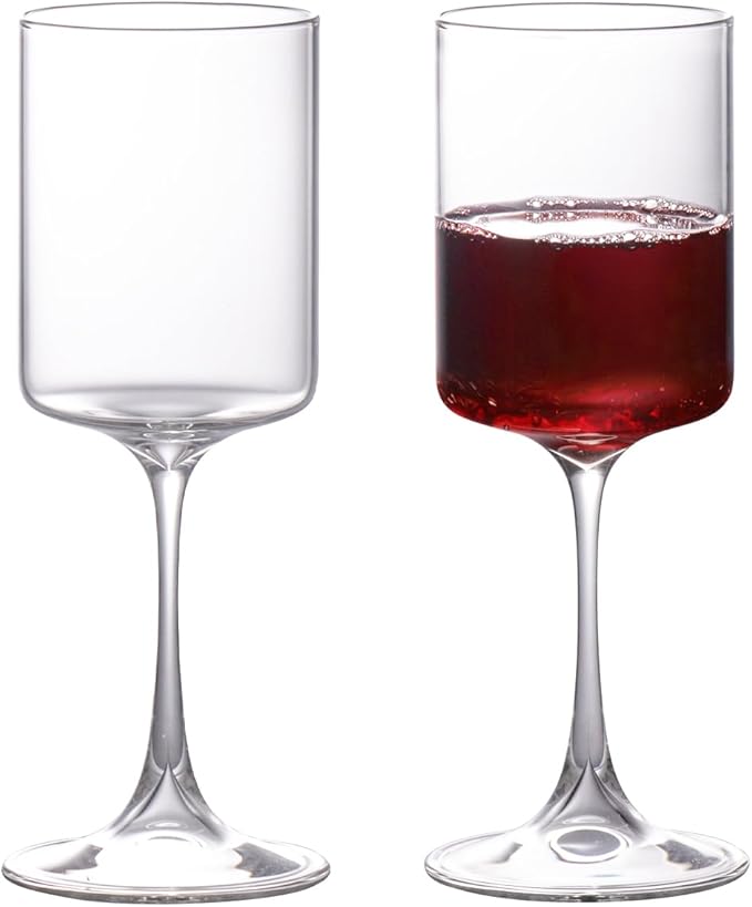 KAMMAK Wine Glasses Set of 2, 13.53 oz Hand Blown Bordeaux Wine Glasses, Thin Rim & Long Stem, Perfect for Red & White, Daily Use, Wedding or Birthday Gift with Gift Box, Fully Clear