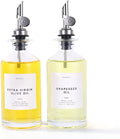 Molimoli Oil and Vinegar Dispenser with Metal Pour Spout, Weighted Pourer, Glass Bottle Dispenser for Kitchen, Olive Oil Cruet, Glass Olive Oil Bottle | 350ml, Set of 2