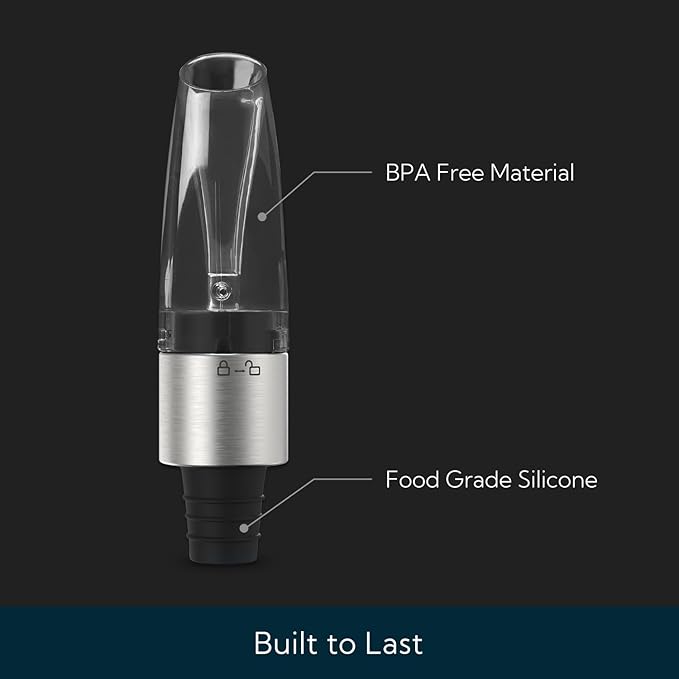 KITCHENDAO 2-in-1 Wine Aerator Pourer and Stopper, Premium Wine Air Aerator Pourer Decanter Spout Dispenser No Drip or Spill-Improve Taste and Bouquet Instantly- BPA Free-Dishwasher Safe - Black