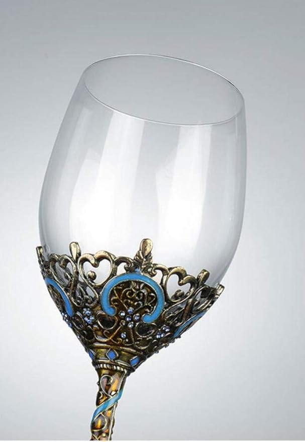 Simcat Handmade Painted Enamel Flower Glass Wine Glasses Transparent Refined Goblet, Stem For Cabernet, Gifts (2 Gift Box)