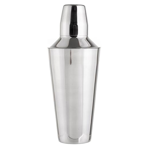 TableCraft 377 Cash & Carry Bar Shaker, 28 oz., 3 piece set includes: shaker, strainer, and 3-1/4 oz. cap, dishwasher safe, stainless steel (individually boxed)