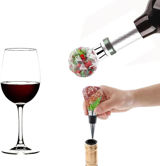 20 Pcs Wine Bottle Stopper Set Kit, Resin Wine Bottle Stoppers Molds Set Accessories, Wine Stoppers for Silicone Mold Epoxy Resin (Alloy Silver)