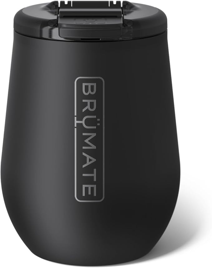 BrüMate Uncork'd 14oz 100% Leakproof Insulated Wine Tumbler | Locking Lid | Insulated Stainless Steel Wine Glass | Perfect For Travel & Outdoors | BPA-Free (Matte Black)