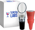 TenTen Labs Premium Wine Aerator Pourer and Wine Stopper (2-pack) - Bottle Stopper - Comes with Gift Box (Red)