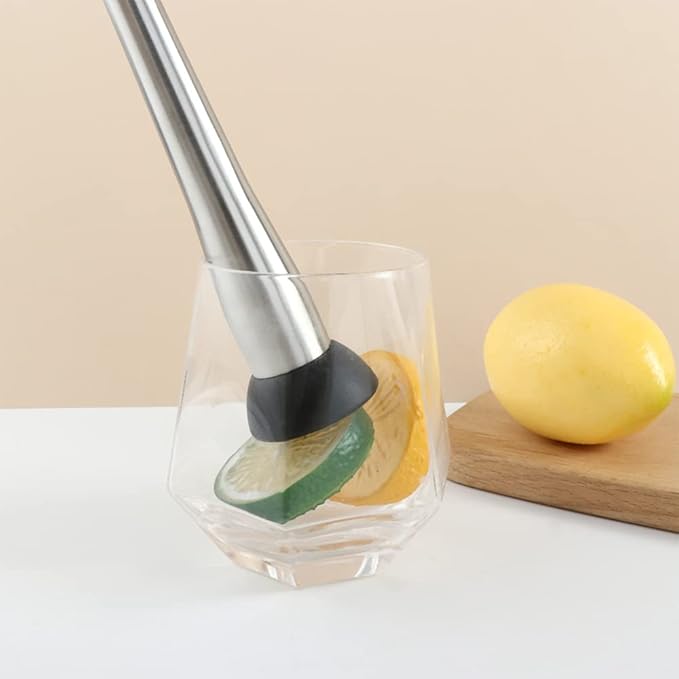 Vctitil Stainless Steel Cocktail Muddler and Mixing Spoon,Home Long Stainless Steel Masher,DIY Drink Wine Juice Barware Mixer Tool(11.5inch)