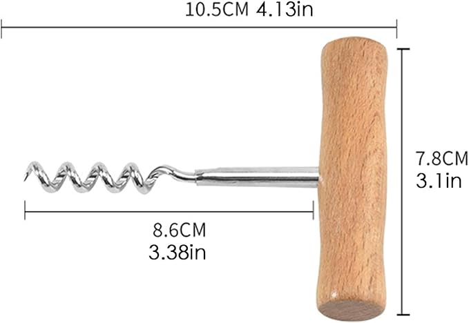 Silver Wine Opener - Stainless Steel Opener Key, Professional Screwpull, Portable Bottle Opener, T-Shape Manual Corkscrew for Home