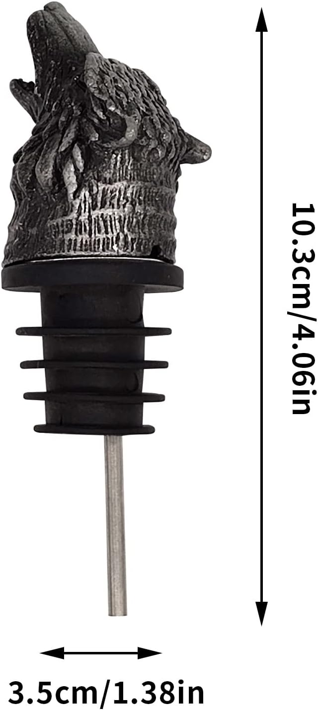 Wine Aerator Pourer, Stainless Steel Liqour Pourer with Bottle Stopper Retro Style Premium Wine Pourer Bottle Pour Spout Stopper (Wolf)