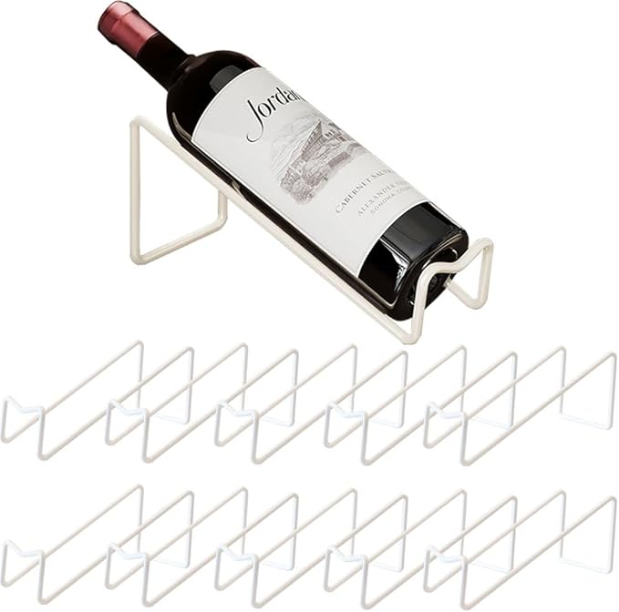 10 Pcs Metal Wine Rack Freestanding -Tabletop/ Countertop Wine Rack Holder - Wine Bottle Storage Rack, Party Wine Holder Stand, Unique Wine Gifts and Accessories for Wine Lovers (White)