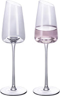 KAMMAK Wine Glasses Set of 2, 7.44 oz Hand Blown Crystal Bordeaux Wine Glasses, Thin Rim & Long Stem, Perfect for Red & White, Daily Use, Wedding or Birthday Gift with Gift Box, XH-H260 Gray