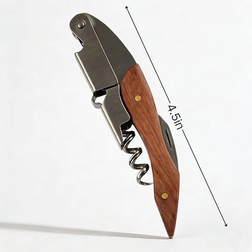 2-piece server corkscrew - a professional wine opener designed specifically for servers and bartenders, featuring a heavy-duty double-hinge design | made of durable stainless steel (brass)