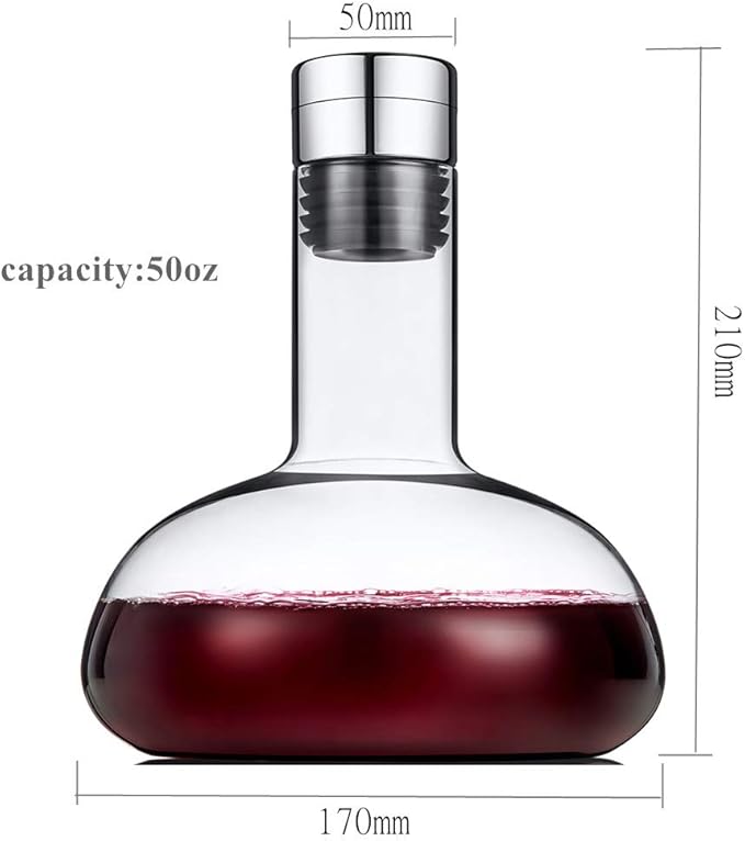 Circulation Wine decanter 50oz Wine Carafe with lid,100% Hand Blown Crystal Aerator decanter,Superior Red Wine Decanter Gift For Wine Accessories