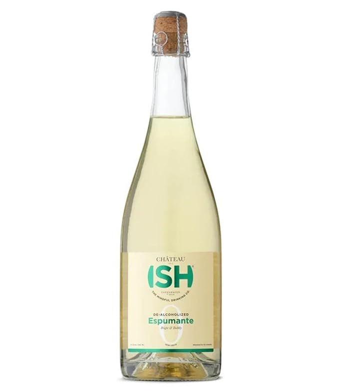 Chateau del ISH Sparkling Non Alcoholic Espumante, Non-Alcoholic White Wine and Champagne, Gluten Free, Low Calorie, Zero Proof, Spanish with Dealcoholized Airén Grapes, Sweet & Crisp, 750 ml Bottle