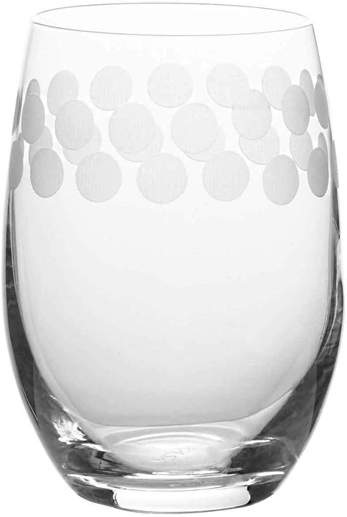 Mikasa Cheers Stemless Etched Wine Glasses, Fine European Lead-Free Crystal, 17-Ounces for Red or White Wine - Set of 6