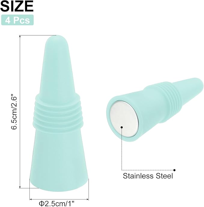 MECCANIXITY 4Pcs Wine Stoppers High Temp Silicone Plug T Shaped Wine Bottle Stopper Wine Outlet Cap Bottle Cover, Nordic Blue