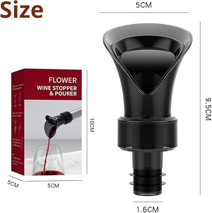 2-Pack Wine Aerator Pourer Spout, 2-in-1 Aerator Wine Pourer Wine Stopper, No Drip and No Spill Aerator for Wine Lovers, Gift Box Included - Black