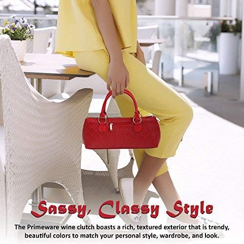 Primeware Wine Clutch Bag (Thermal Insulated) Trendy Women's Carry Tote | Holds Red & White 750mL Bottles | Trendy Fashion | Incl. Portable Waiter-Style Corkscrew