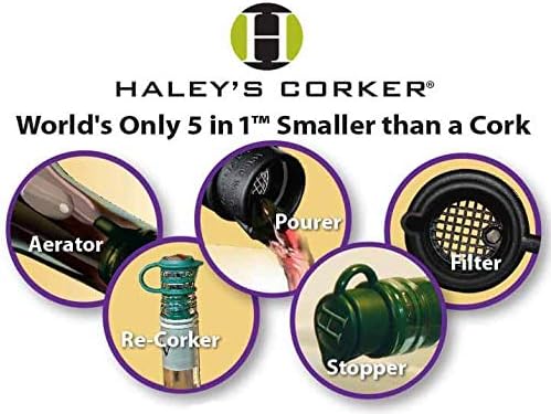Haley's Corker 5-in-1 Wine Aerator, Stopper, Pourer, Filter and Re-Corker, Tis the Season
