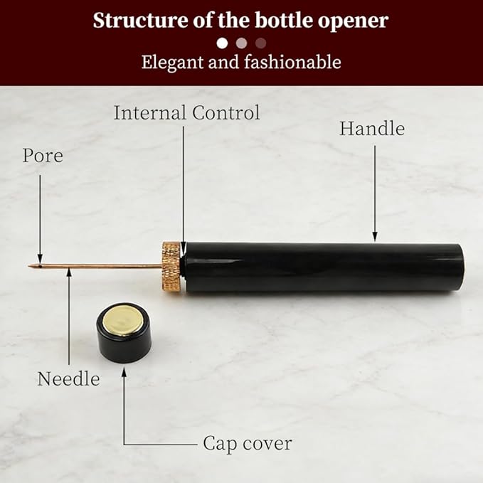 2pcs Aeropop Wine Opener Needle Type Wines Bottle Openers Travel Portable Pocket Air Pressure Pump Bottle Open for Home,Restaurant, Party(COLOR:black)