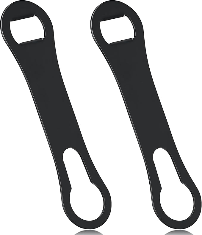 2 Pack Bottle Opener and Pour Spout Remover Flat Metal Bar Speed Key Opener Stainless Steel Dog Bone Wine Bottle Opener for Bartenders Home Kitchen (Black)