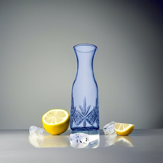Godinger Carafe, Glass Pitcher, Wine Pitcher, Cocktail Carafe, Water Jug, for Iced Tea, Mixed Decanter & Beverages, Barware & Drinkware, Blue, 32oz