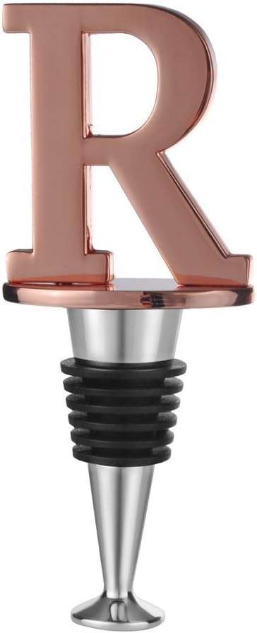 Miicol Wine Stopper, Prosecco Topper, Rose Gold Personalised Champagne Stopper, Initial Funny Prosecco Gift, Wine Lovers Gift, Kitchen Decor, Letter R
