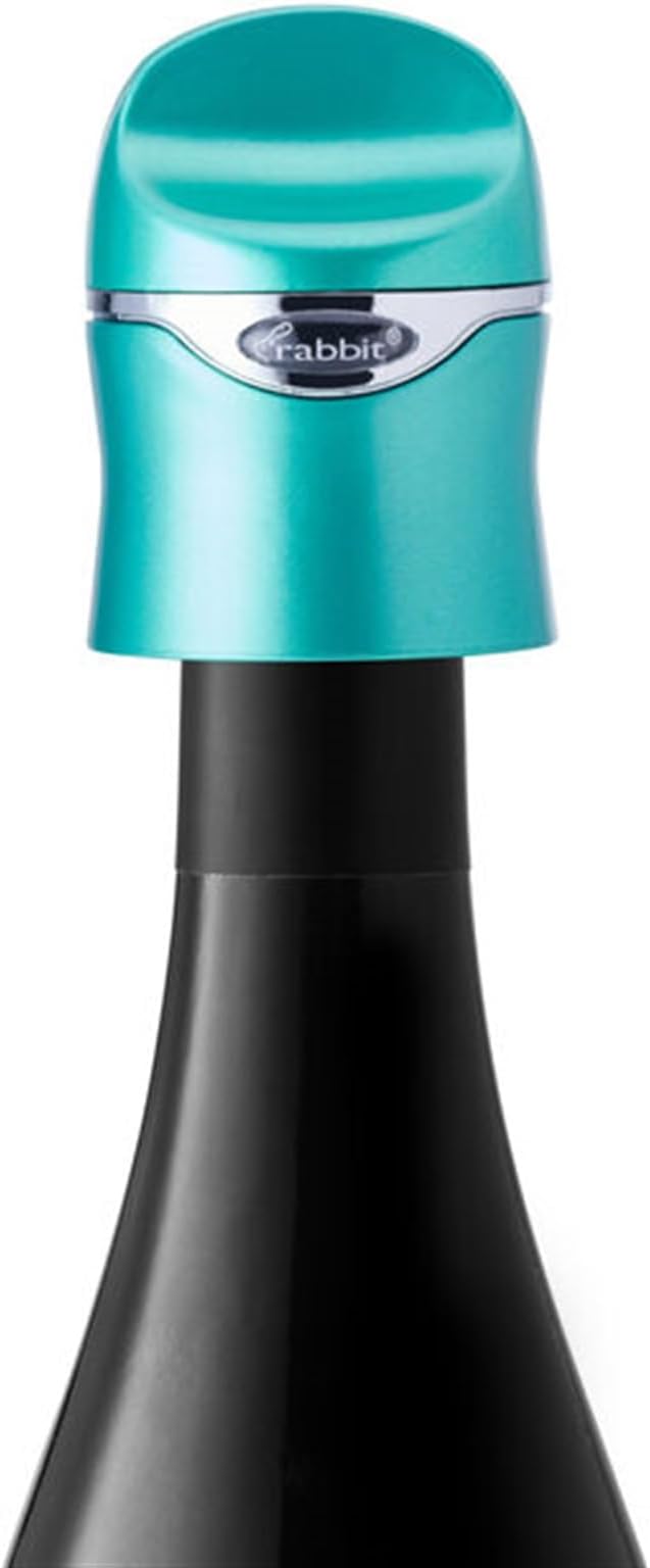 Rabbit Aerate and Preserve Wine Set, Wine/Champagne Sealer and Super Aerator (Green), Standard