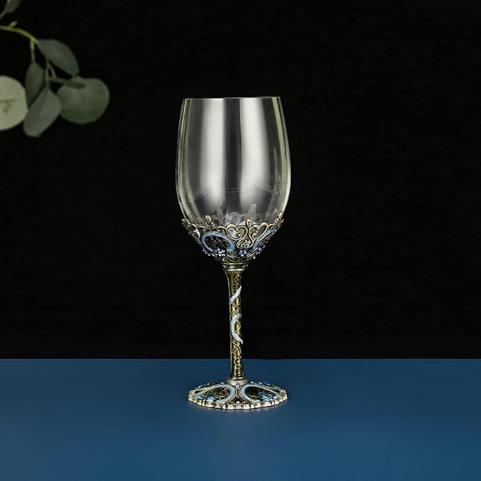Simcat Handmade Painted Enamel Flower Glass Wine Glasses Transparent Refined Goblet, Stem For Cabernet, Gifts (enamel)