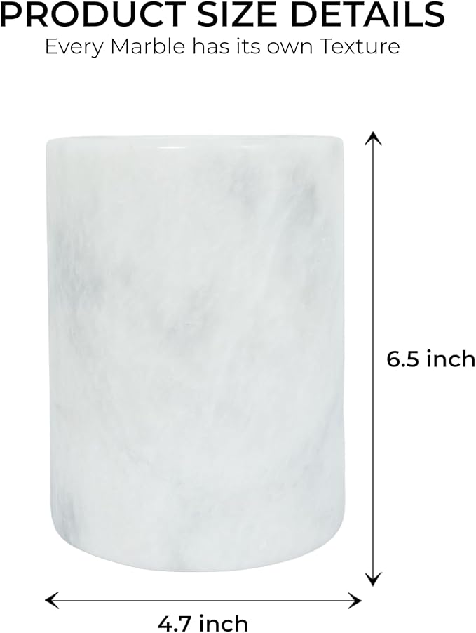 Marble Wine Cooler White 6.5" Inches Cooler For Champagne - Beverage And Wine Chiller For Bar Accessories, Wine Bottle Holder For Bar Decor, White