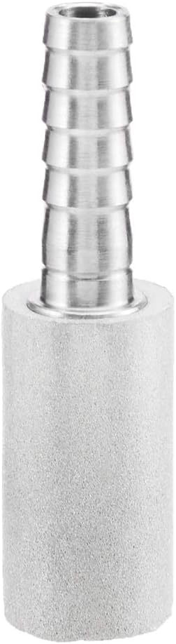 Stainless Steel Aeration Stone, 0.5 Micron Diffusion Stone with 1/4" Hose Barb, Stainless Steel Aeration Oxygenation Stone Carbonating Stone for Home Brewing Beer (Pack of 2)