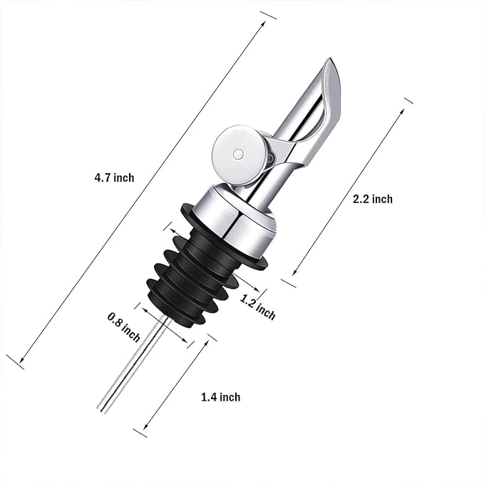 Weighted Stainless Steel Liquor Bottle Pourers: Auto Flip Spouts for Precise Pouring, Leak-Proof and Dishwasher-Safe (4pcs - Silver)