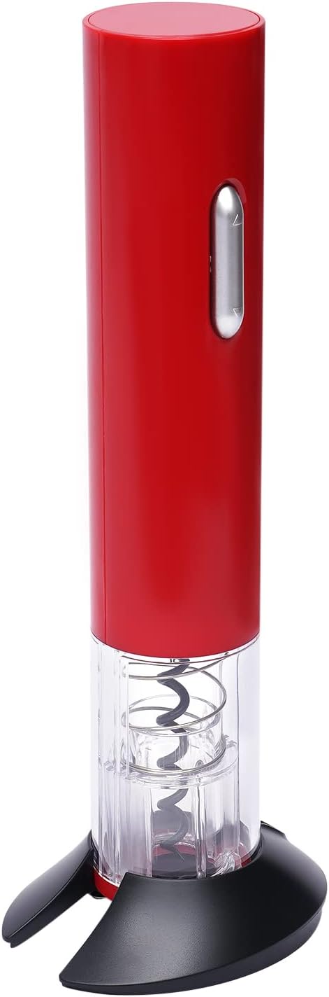 Red Electric Wine Bottle Opener Automatic Electric Wine Opener Battery Power Stainless Steel Wine Bottle Corkscrew with Foil Cutter,3.54 * 9.84inch (Red)
