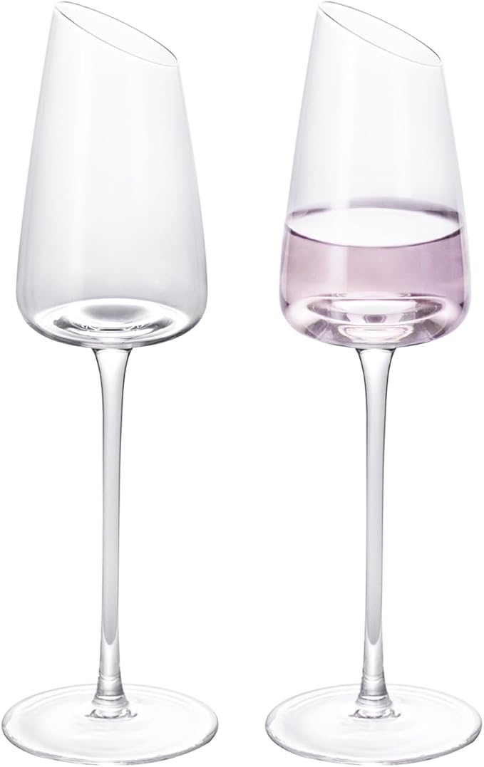 KAMMAK Wine Glasses Set of 2, 7.44 oz Hand Blown Crystal Bordeaux Wine Glasses, Thin Rim & Long Stem, Perfect for Red & White, Daily Use, Wedding or Birthday Gift with Gift Box, XH-H260 Matte