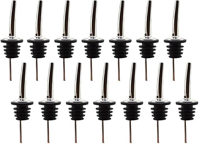 12 Pack Stainless Steel Liquor Bottle Pour Spout Tapered Spout (Free Flow), Speed Pourer for Alcohol, Olive Oil, Wine, Vinegar and Liquid, Suitable for 3/4 inch Bottle Mouth