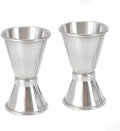2Pcs Double Cocktail Jigger 0.5 Ounce /1 Ounce Stainless Steel Measuring Cup Tool for Bar, Restaurant or Home Use, Silver