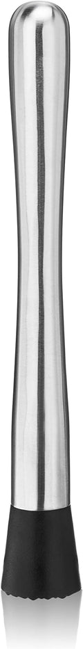 True Bar Muddler for Cocktails - Cocktail Muddler Stainless Steel with Textured Plastic Base - Dishwasher Safe, 10 Inches Set of 1