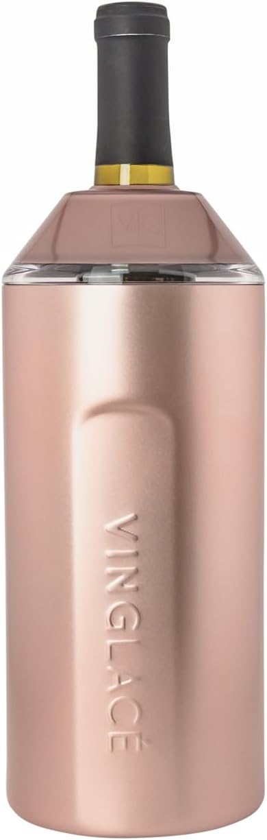Vinglacé Wine Bottle Chiller- Portable Champagne Insulator- Stainless Steel Wine Cooler Sleeve - Keeps Wine Cold (Rose Gold)