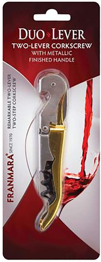 Duo Lever Corkscrew Gold Plated Handle Non-stick Coated Spiral