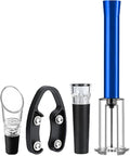 4-in-1 Professional Bar Tool Set - Aluminum Alloy Bottle Opener with Air Pump, Foil Cutter & Vacuum Stopper, Durable Wine Accessories for Home & Parties Blue