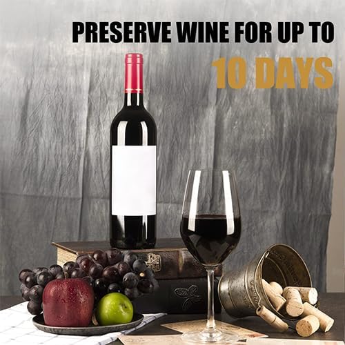 OWO Wine Vacuum Pump and 4 Stopper, Wine Save & Preserver, Reusable Air Remover Pump, Keeps Fresh (Stainless Steel)