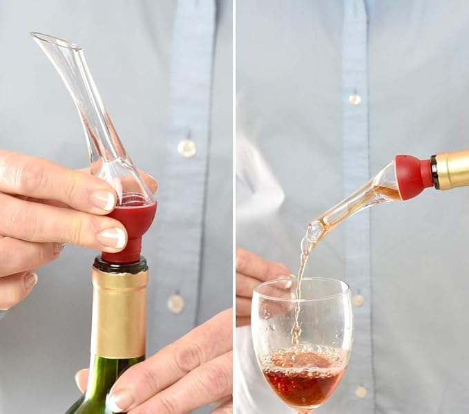 Wine Aerator Pourer and Decanter Spout | Vacuum Wine Stopper | Gift Sets for Friends and Co-workers