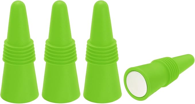 MECCANIXITY 4Pcs Wine Stoppers High Temp Silicone Plug T Shaped Wine Bottle Stopper Wine Outlet Cap Bottle Cover, Grass Green