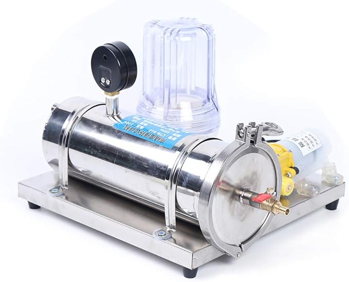 Stainless Steel Wine Beer Mead Liquid filter, Three-stage Filtration Technology Mini Liquor Filter System Small Household Wine Filtering Machine Alcohol with Brewing Kit for DIY Whisky Wine Brandy