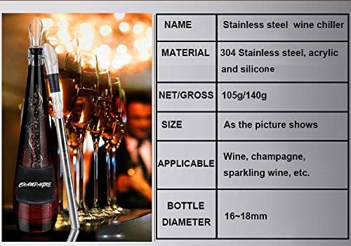DERNORD Wine Chiller 3-in-1 Stainless Steel Wine Bottle Cooler Stick Freezer with Aerator and Pourer for Chilling Longer, Pouring and Aerating Wine for Christmas and Birthday Gifts