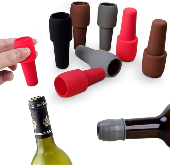 2026 Upgraded Wine Stoppers for Wine Bottles, Reusable Sparkling Wine Bottle Silicone Wine Bottle Stopper, Cover Wine Bottle Caps for Champagne Beer Home Kitchen Bars Use (12)