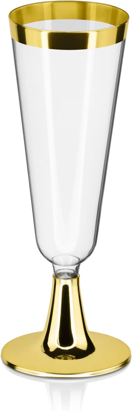 DecorRack 12 Plastic Champagne Flute, 5 Oz -BPA Free- Disposable Wine Glass, Perfect for Outdoor Parties, Weddings, Hosting, Stackable, Reusable, Gold (12 Pack)